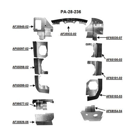 ENGINE BAFFLE KIT Powder Coat Black Seals PA28236-PCBK