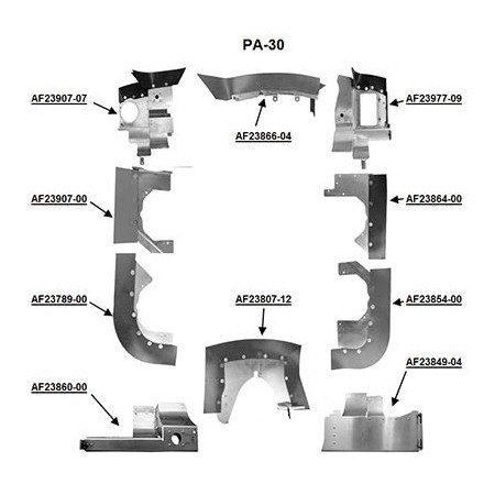 ENGINE BAFFLE KIT Powder Coat Black Seals PA30-PCBK
