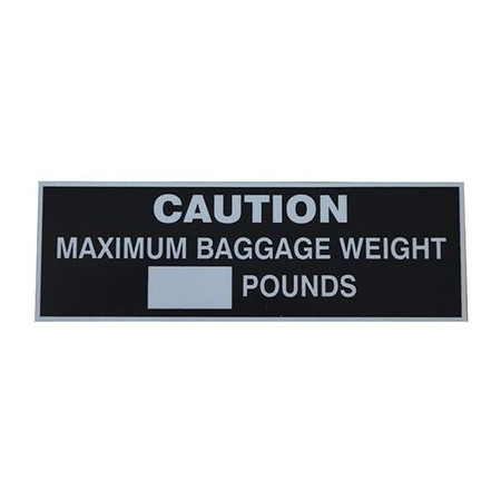 PLACARD Maximum Baggage Weight JM-020