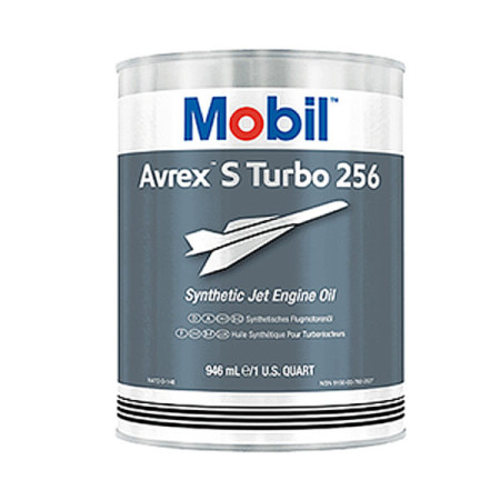 MOBIL AVREX S TURBO 256, SYNTHETIC LUBRICANT GAS TURBINE,  CAN 1 QT