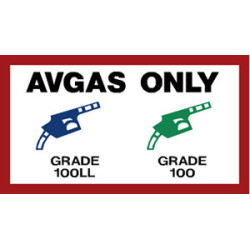 AVGAS ONLY FUEL PLACARD FP06