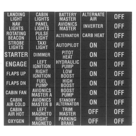 BEZEL SWITCH LABEL SHEET RBS-L1